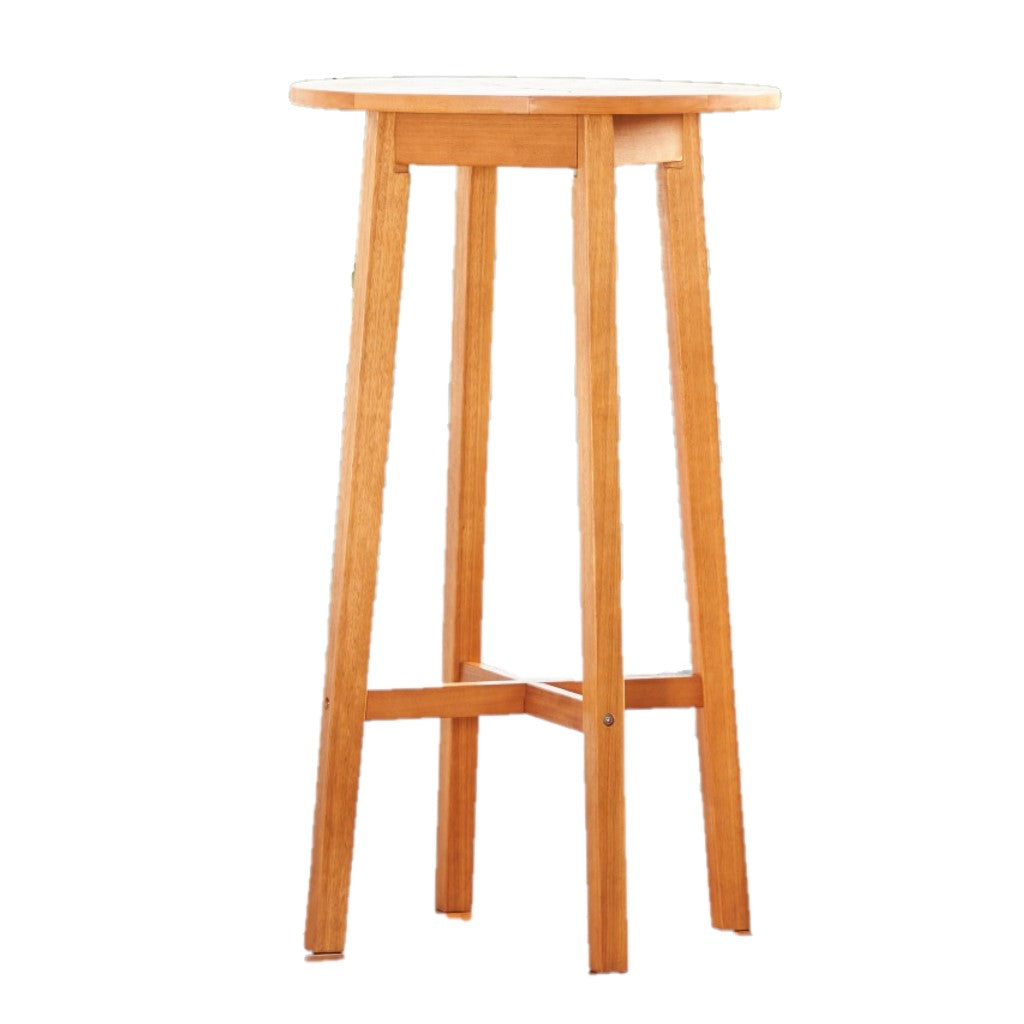 24" Natural Rounded Solid Wood Outdoor Bar Table