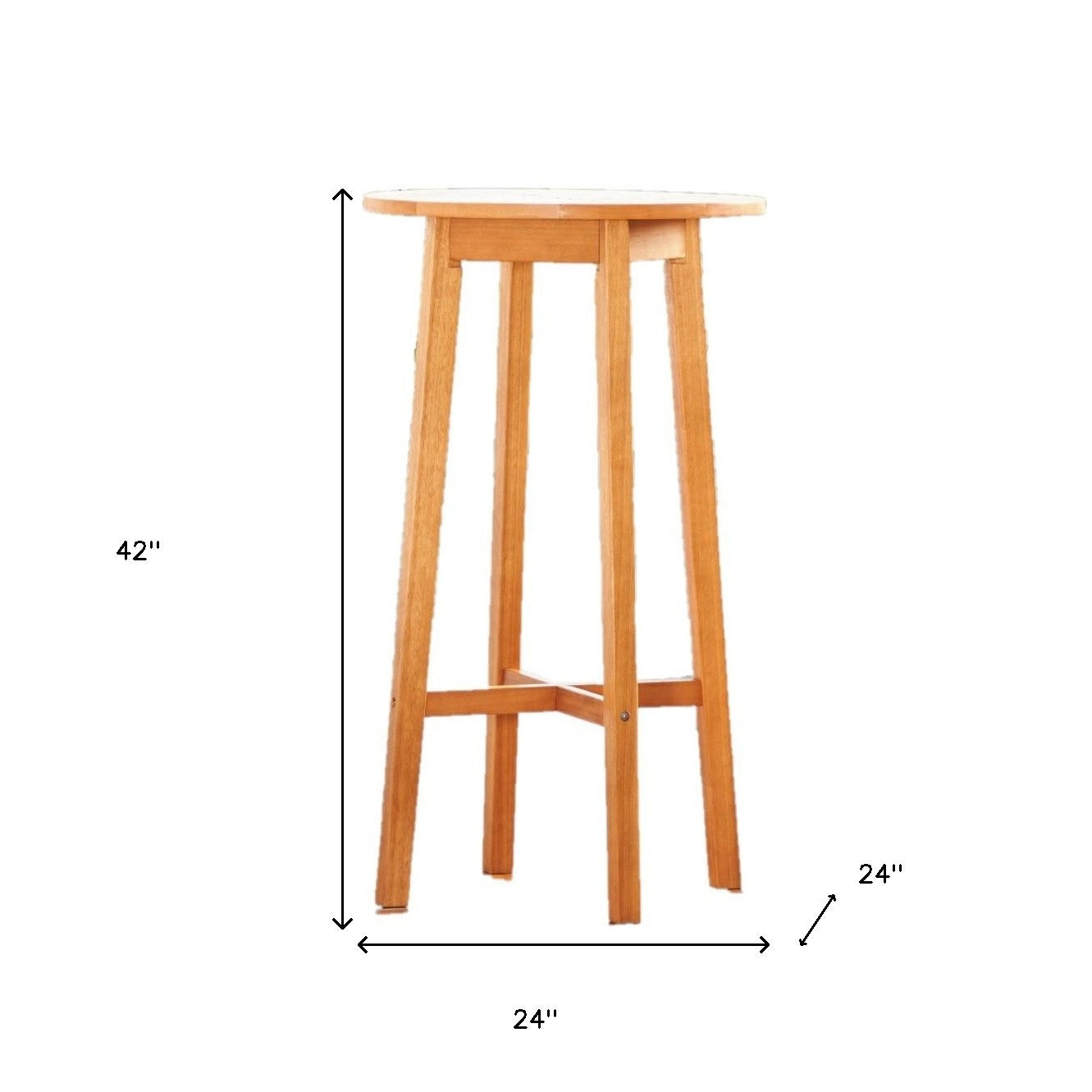 24" Natural Rounded Solid Wood Outdoor Bar Table