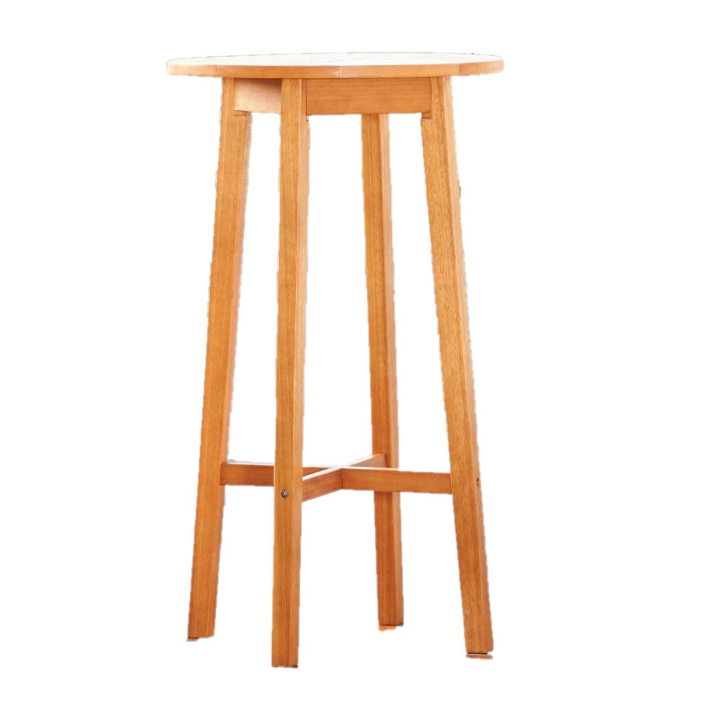 24" Natural Rounded Solid Wood Outdoor Bar Table