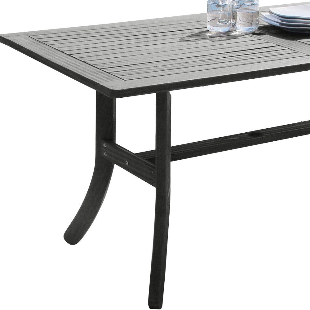 Distressed Grey Dining Table With Curved Legs
