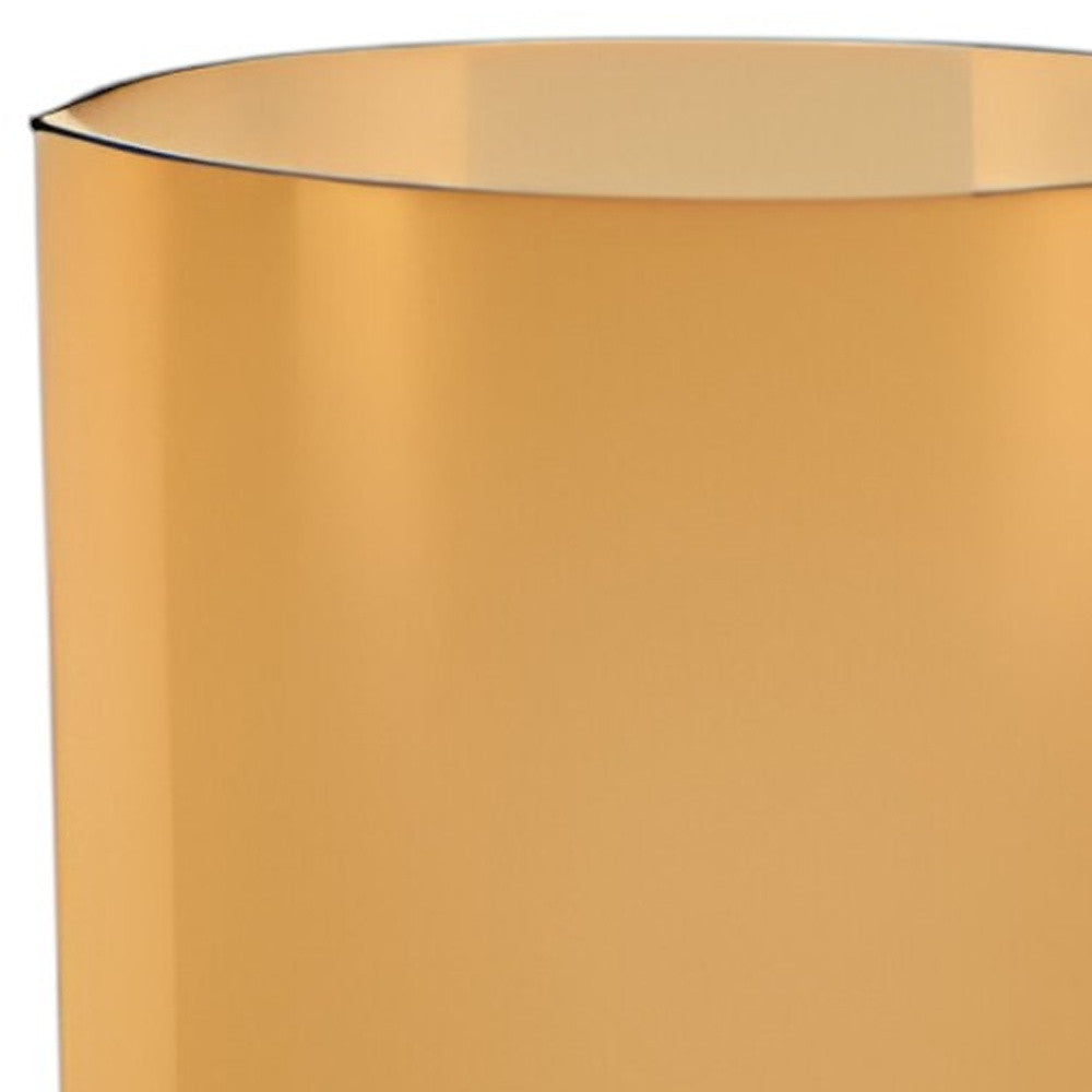 11" Amber And Clear Cylinder Lead Free Crystal Table Vase