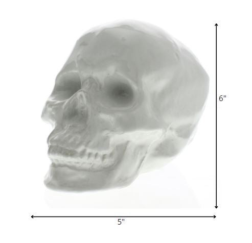 White Ceramic Skull Sculpture