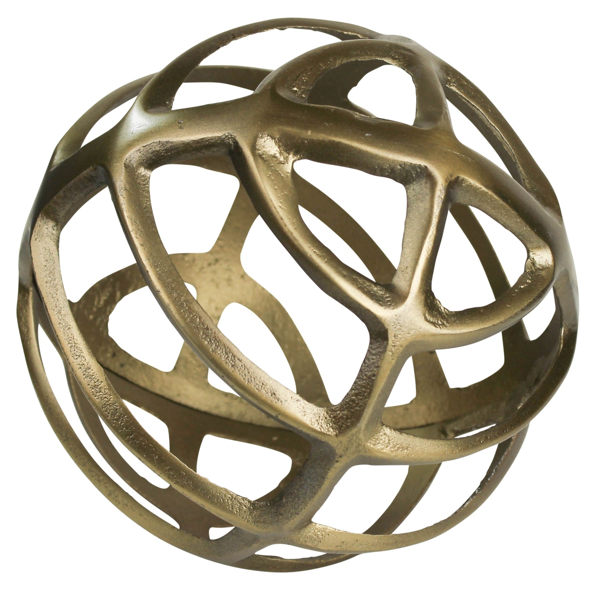 7" Brass Metal Sphere Sculpture