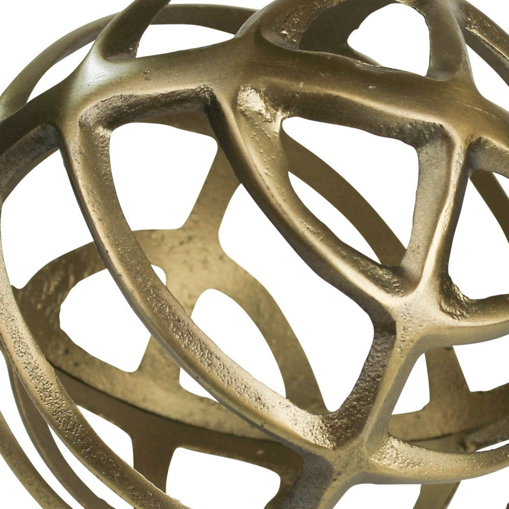 7" Brass Metal Sphere Sculpture