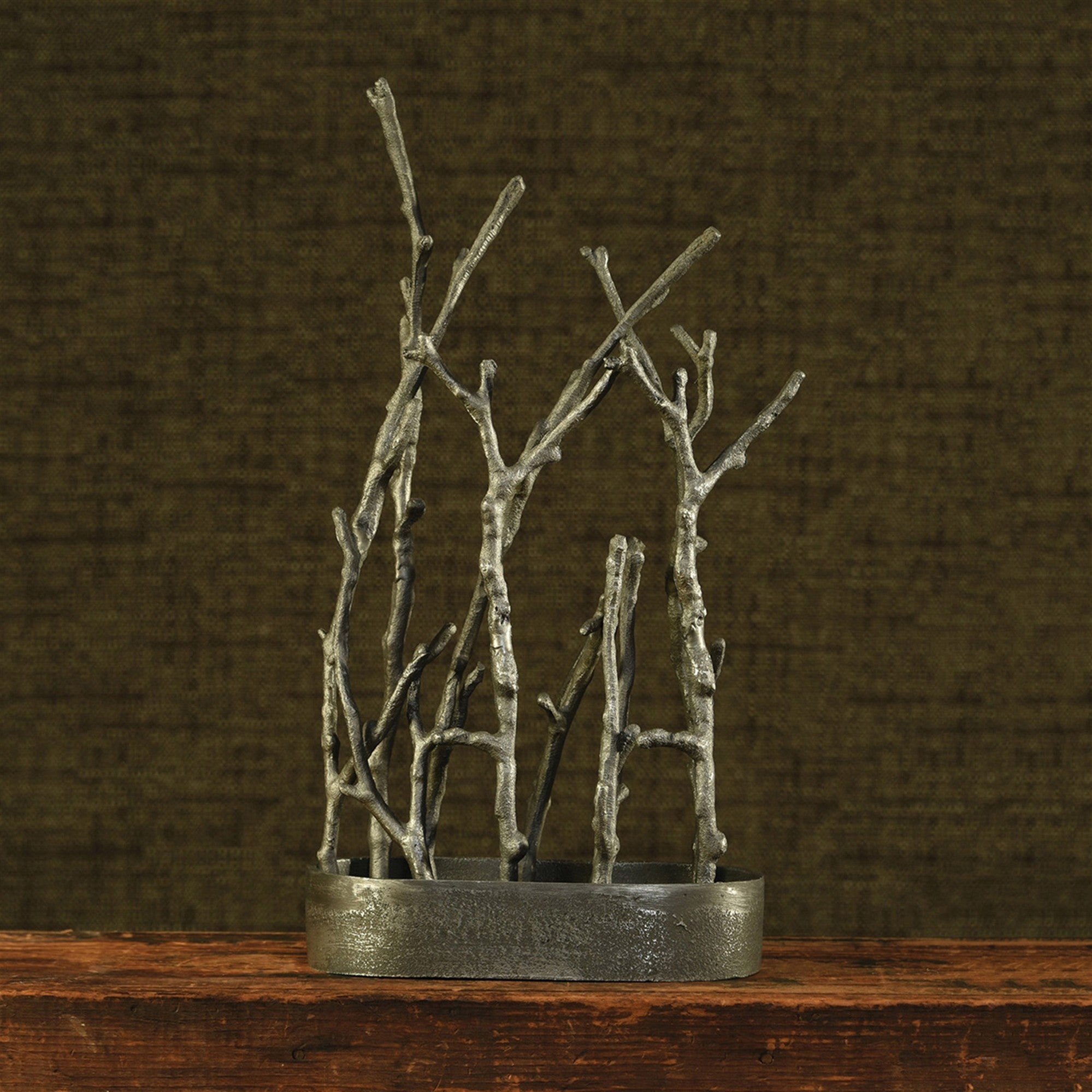 14" Gray Metal Tree Branches Tabletop Sculpture