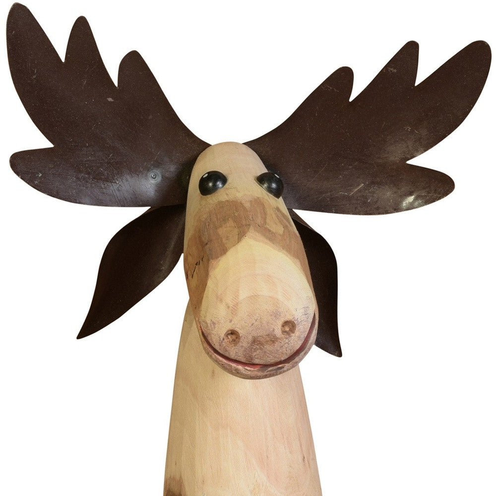 Jumbo Wood And Metal Moose Sculpture