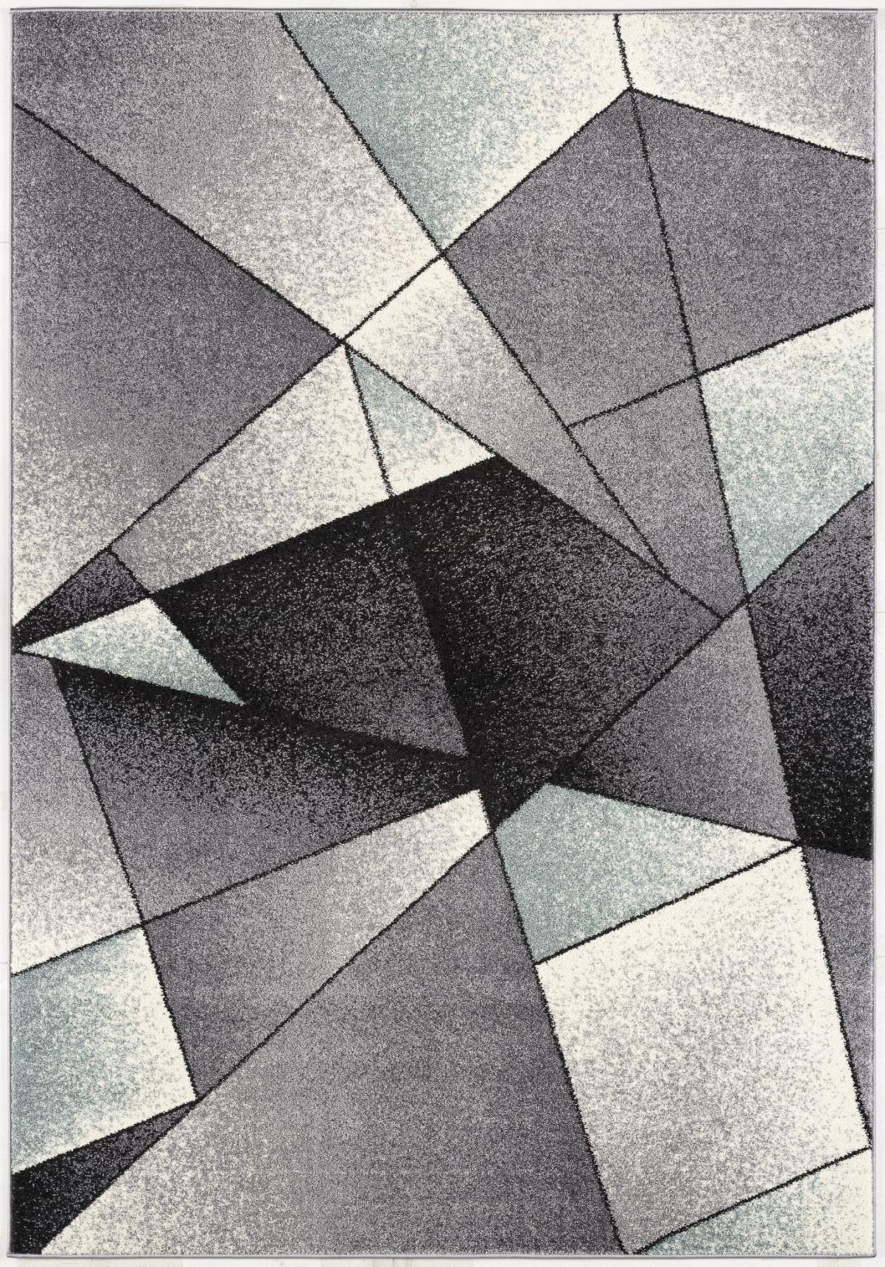 4' X 6' Gray And Blue Prism Pattern Area Rug