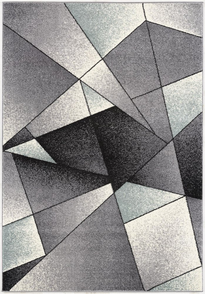 4' X 6' Gray And Blue Prism Pattern Area Rug