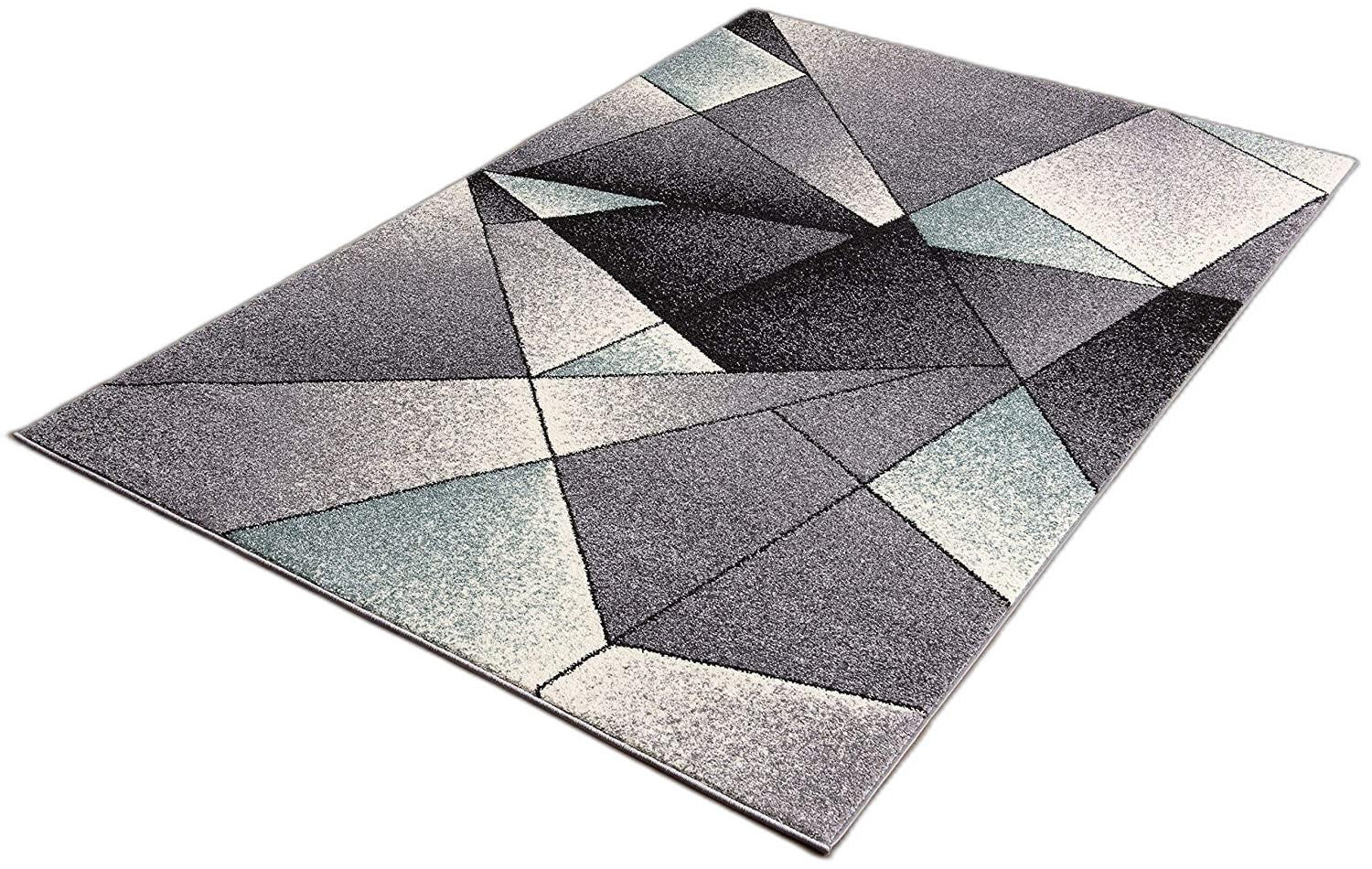 4' X 6' Gray And Blue Prism Pattern Area Rug