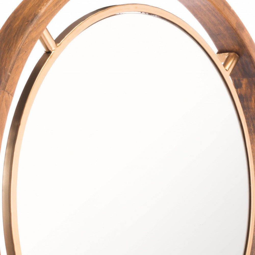 Antiqued Gold Round Wall Mirror