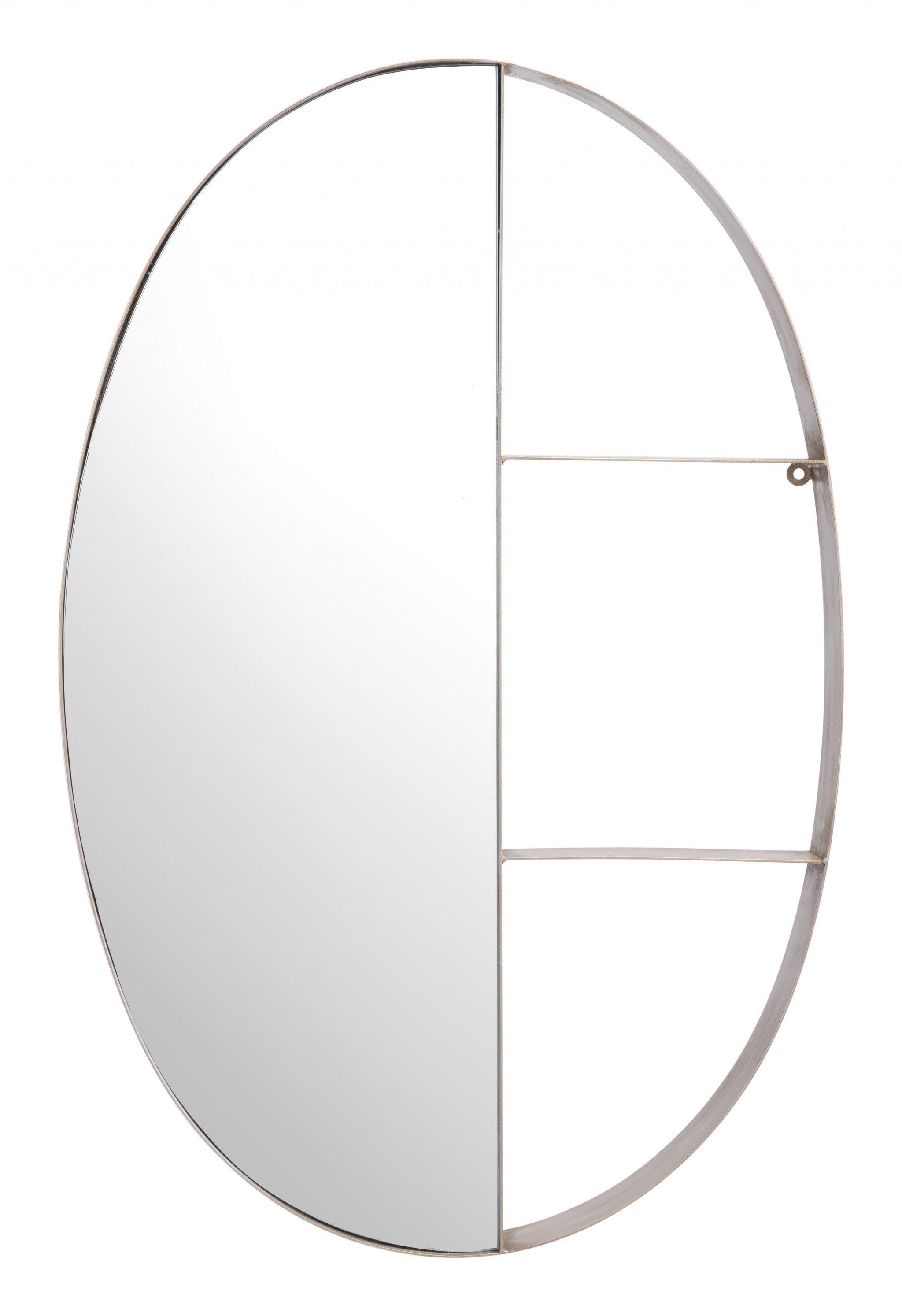 34" Bronze Oval Steel Framed Accent Mirror