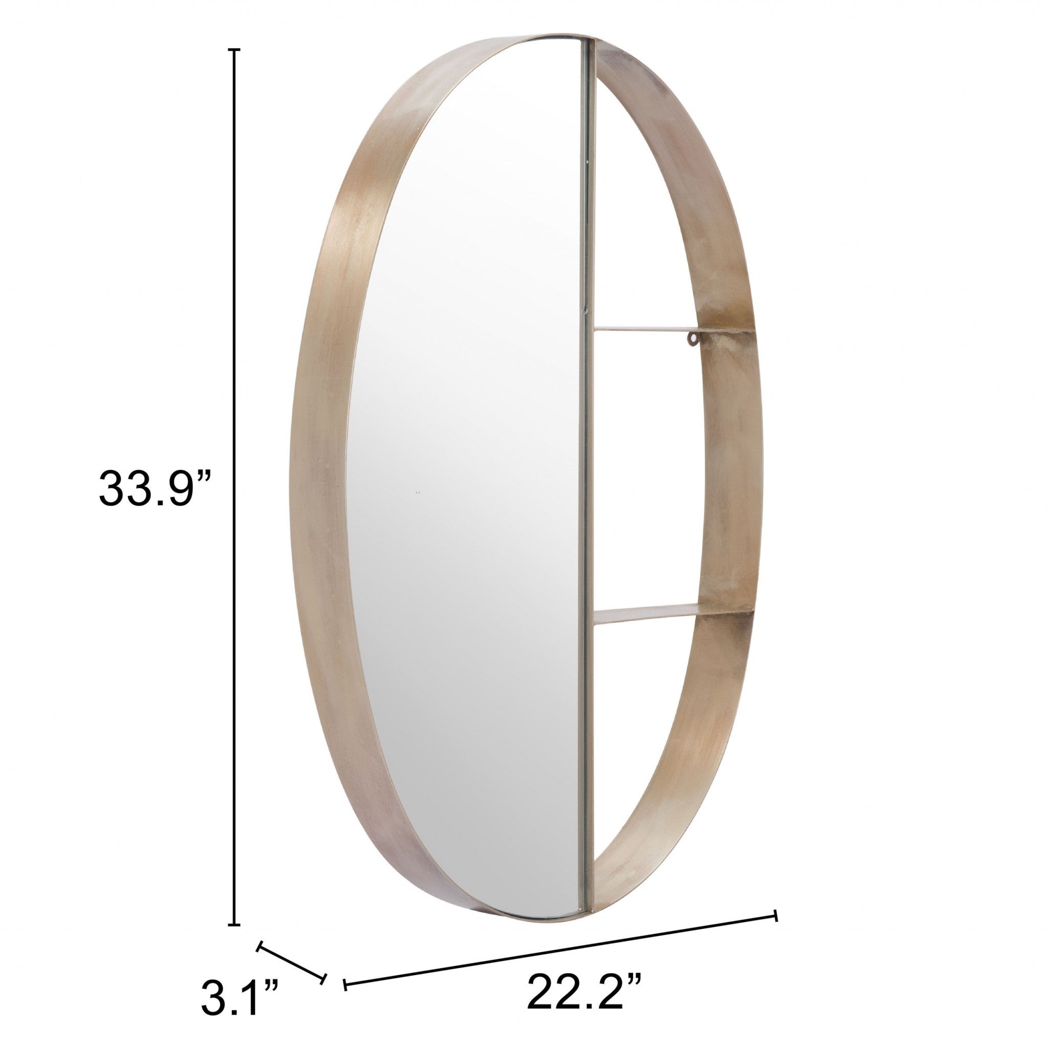 34" Bronze Oval Steel Framed Accent Mirror