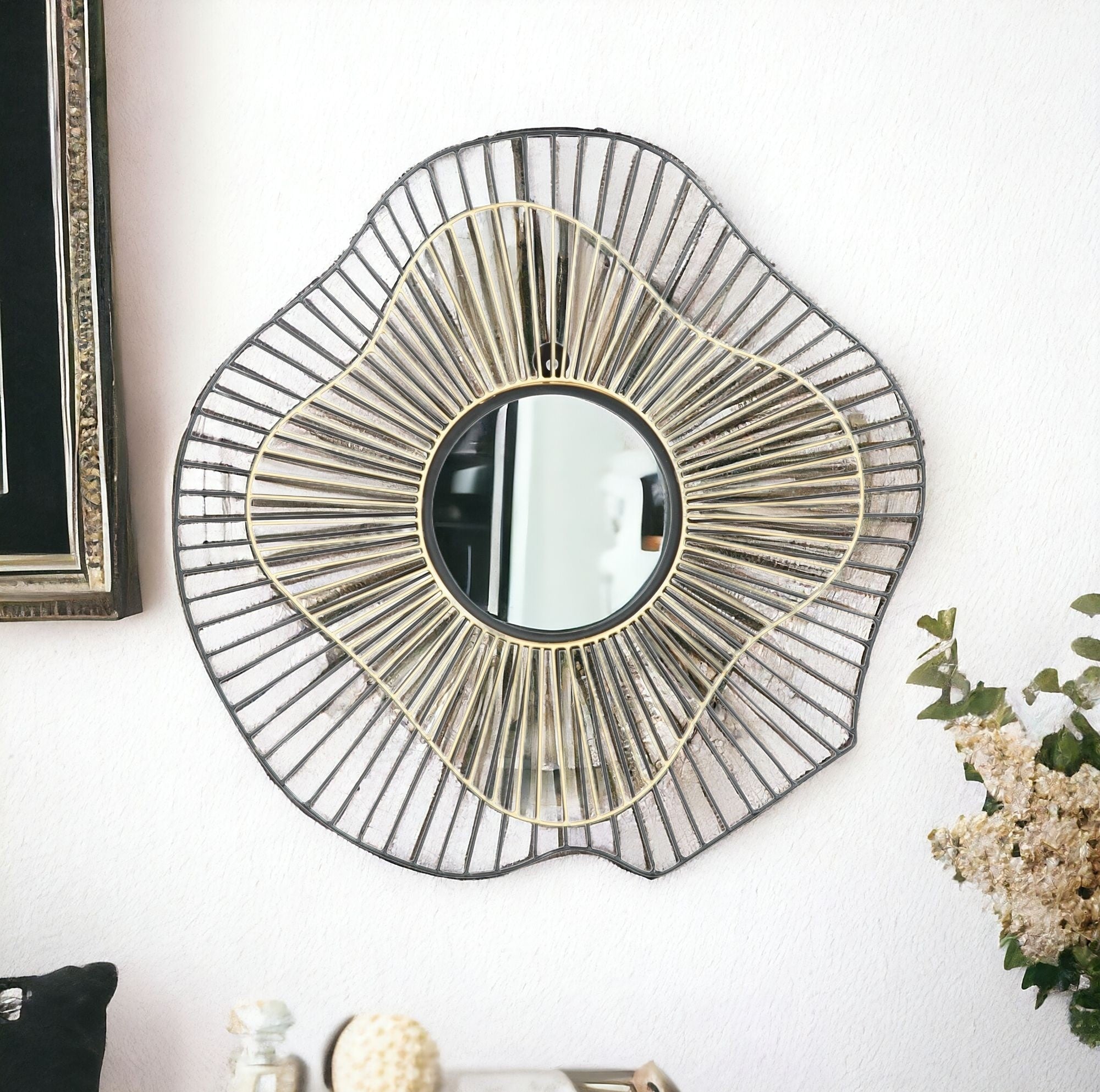 32" Gold Sunflower Sunburst Metal Accent Mirror