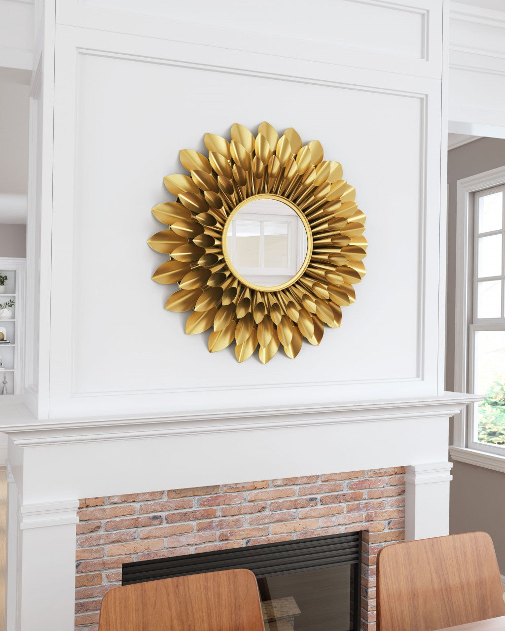 32" Gold Sunflower Sunburst Metal Accent Mirror