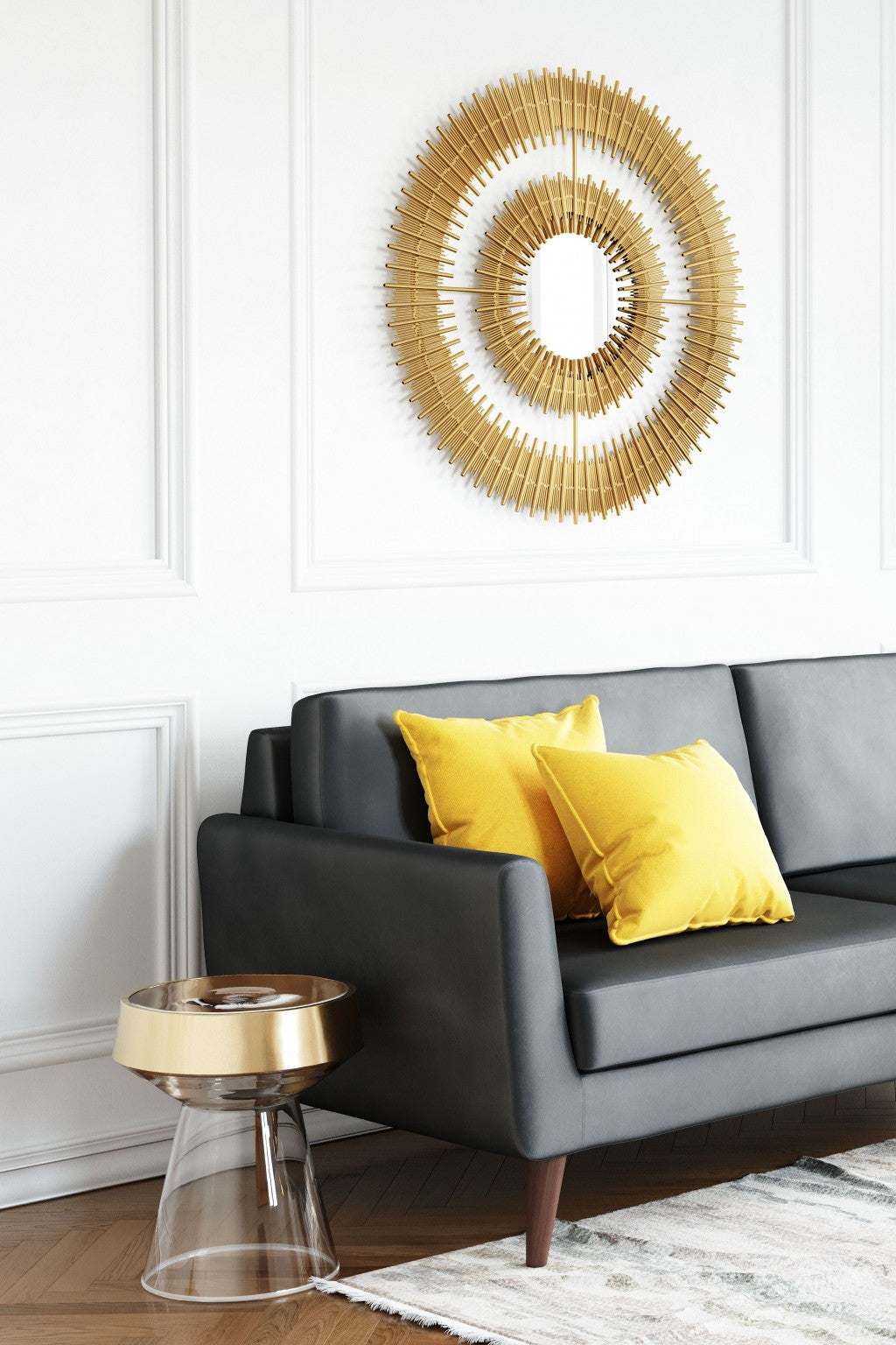 32" Gold Sunflower Sunburst Metal Accent Mirror