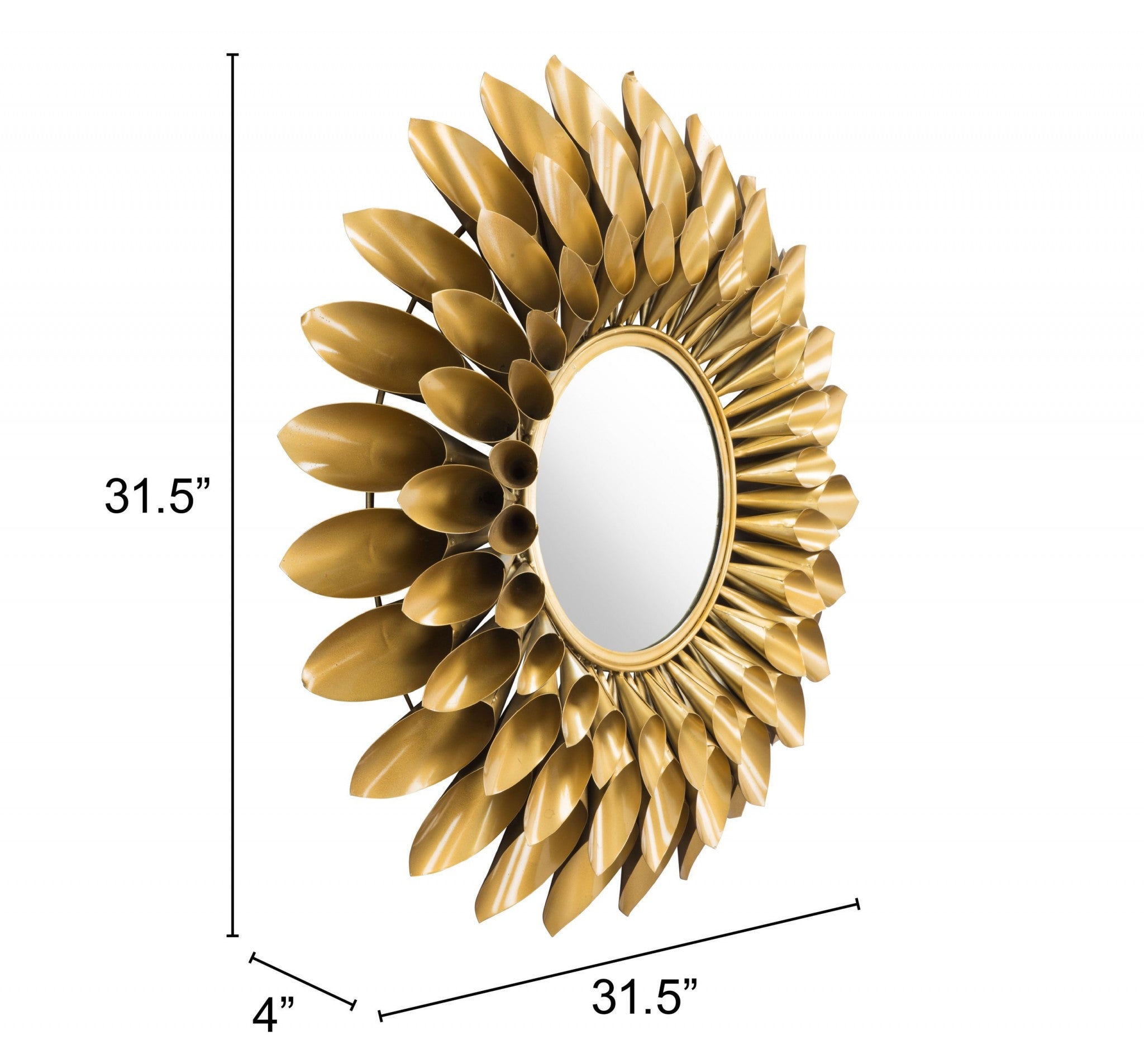 32" Gold Sunflower Sunburst Metal Accent Mirror