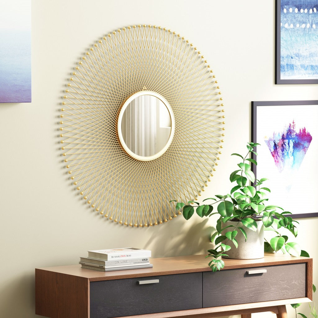 35" Gold Round Accent Mirror