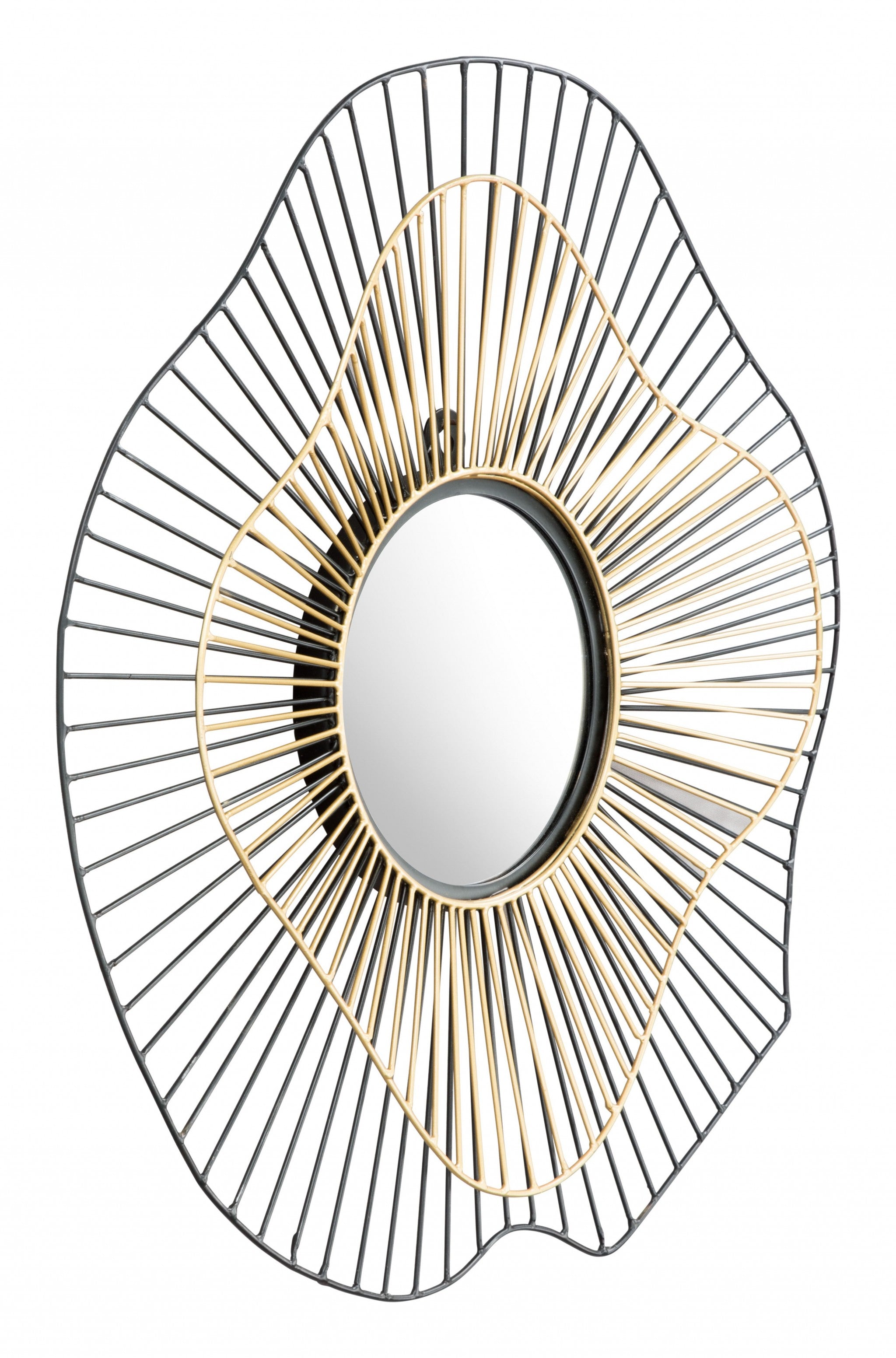 22" Black Abstract Metal Framed Accent Mirror