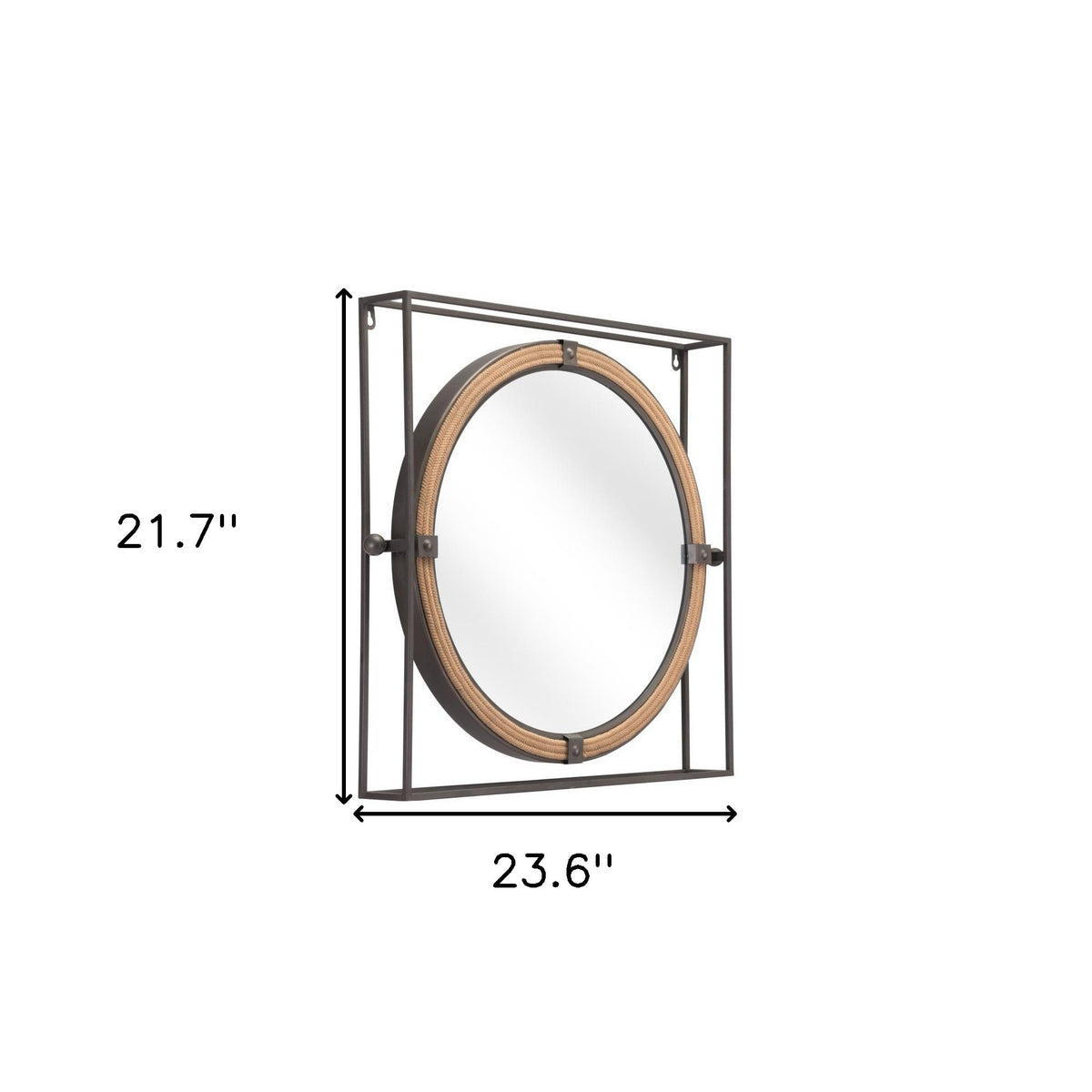22" Gray Square Steel Framed Accent Mirror