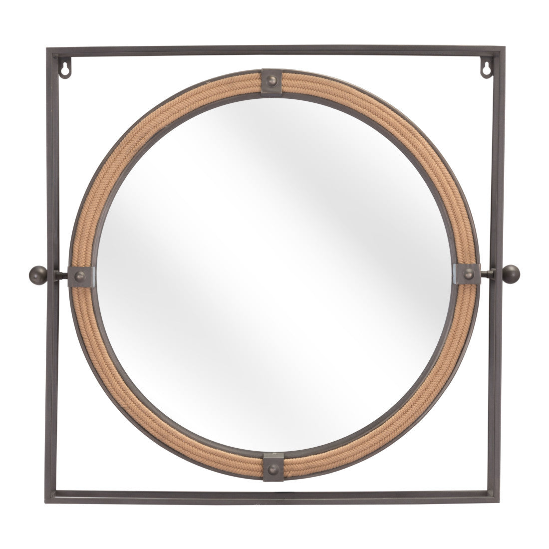 22" Gray Square Steel Framed Accent Mirror