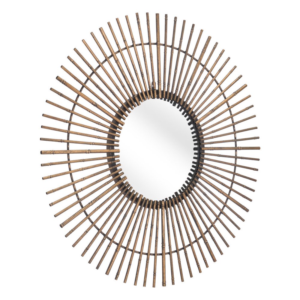 32" Gold Steel Sunburst Framed Accent Mirror
