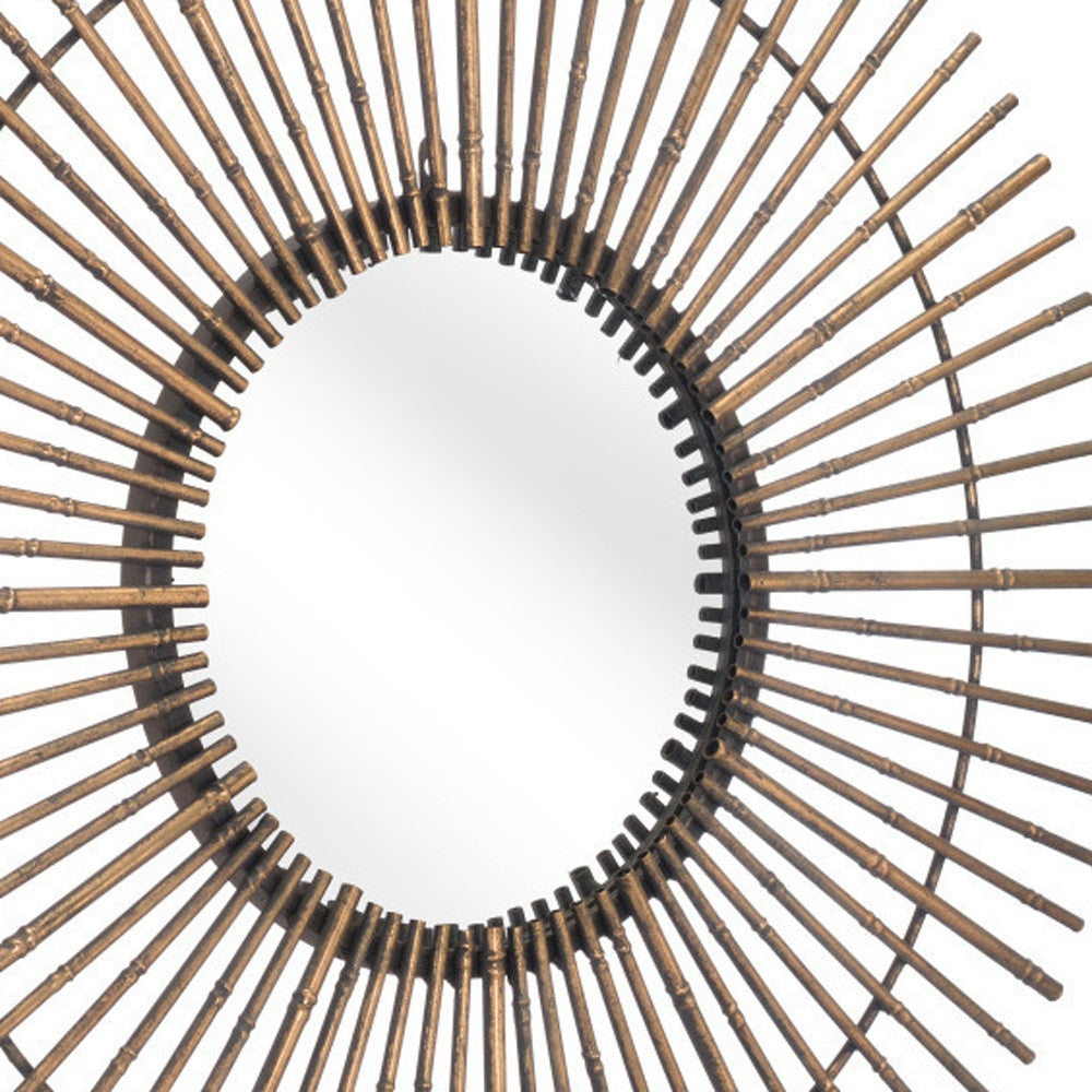 32" Gold Steel Sunburst Framed Accent Mirror