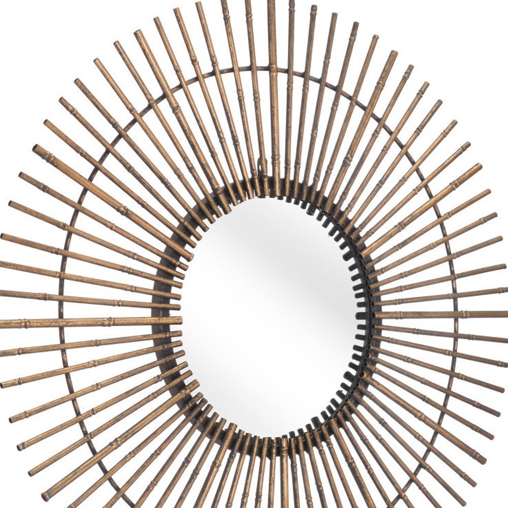 32" Gold Steel Sunburst Framed Accent Mirror