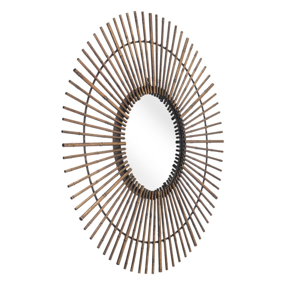 32" Gold Steel Sunburst Framed Accent Mirror