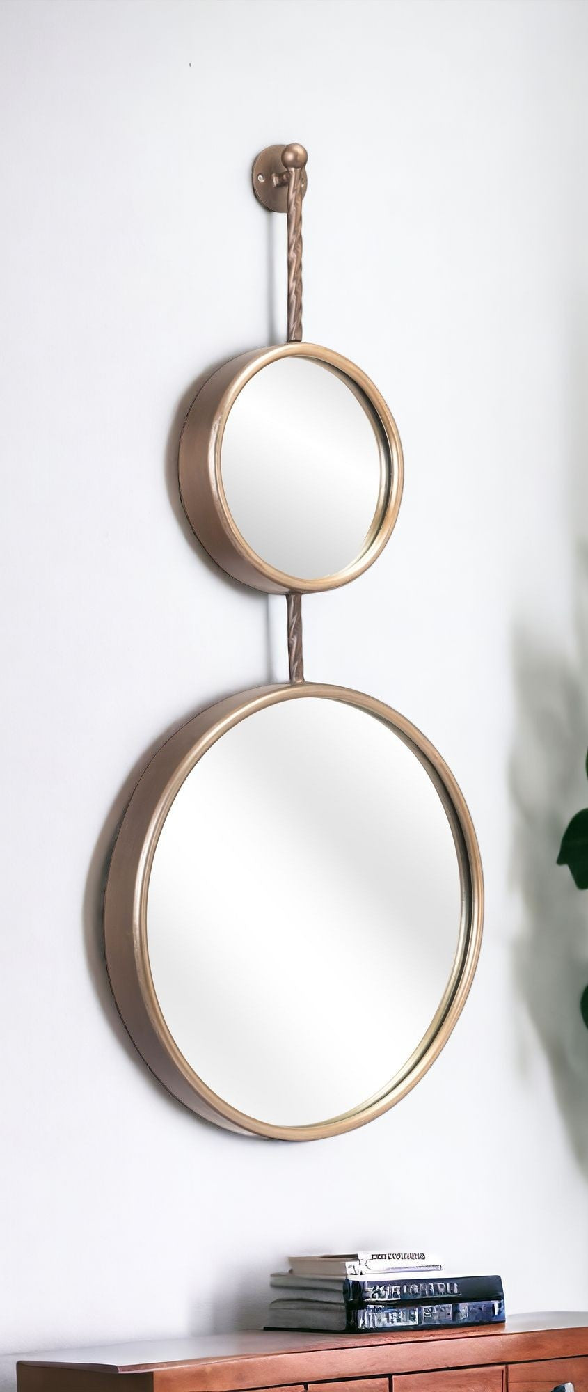 Gold Modern Hanging Mirror Duo