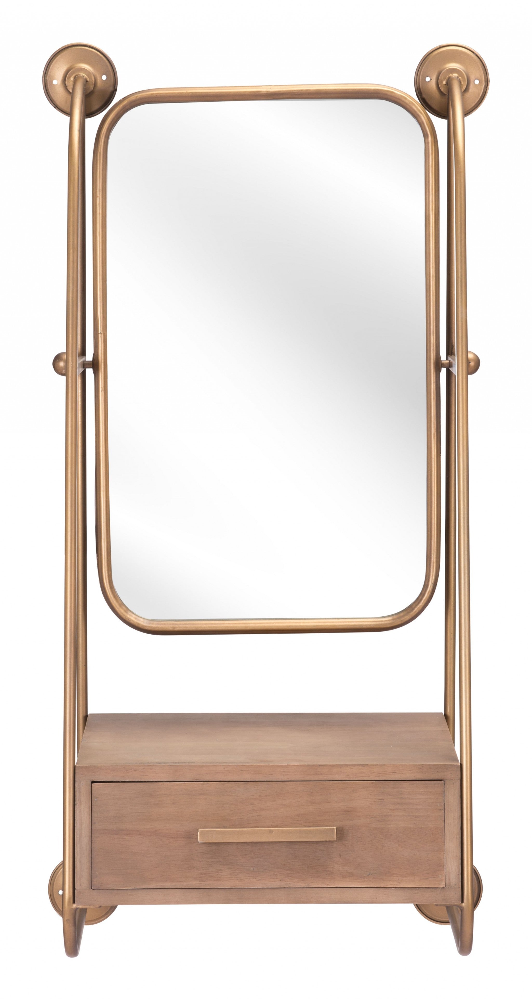 36" Gold Steel Framed Accent Mirror