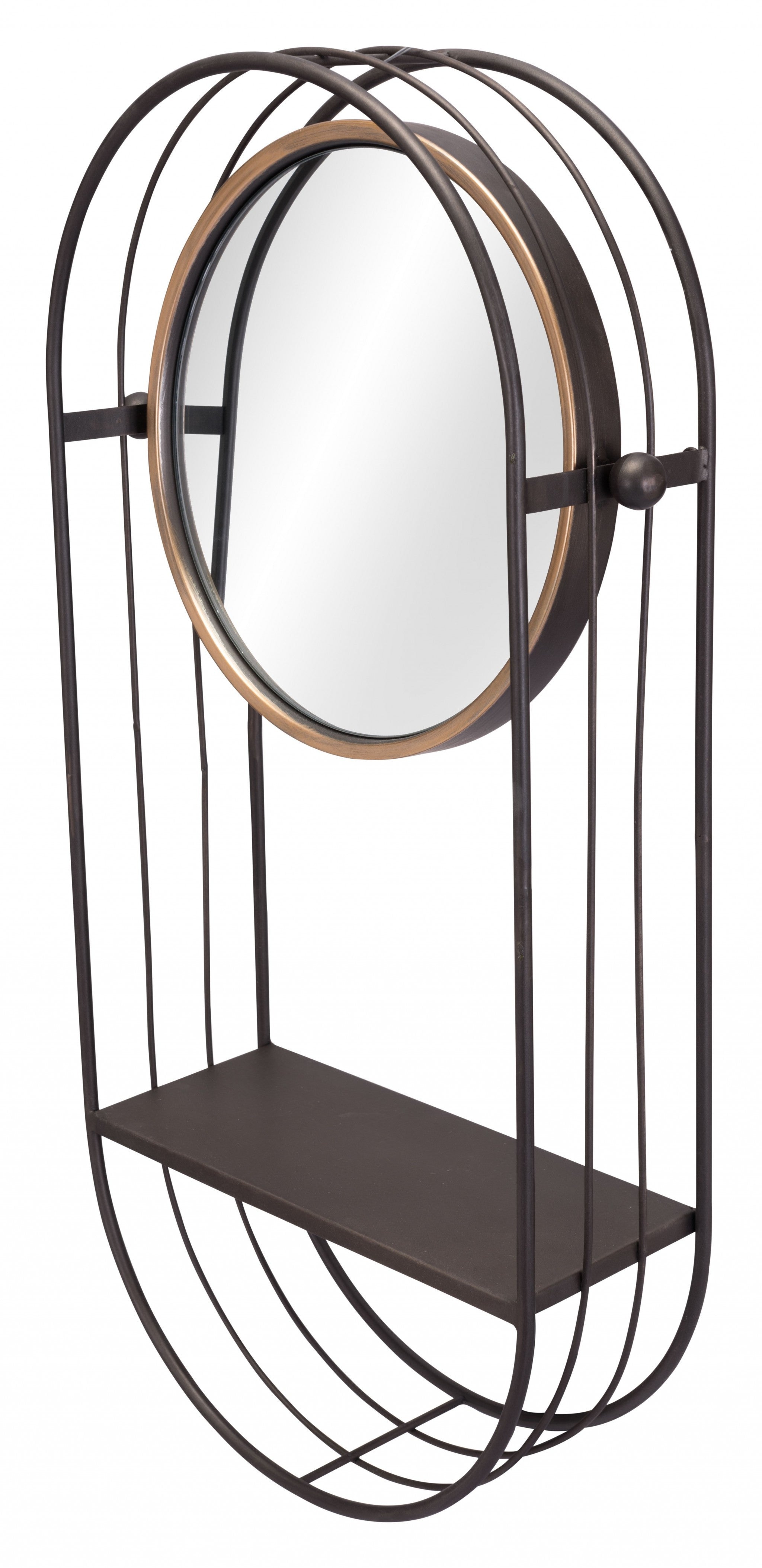 Industrial Gray Mirror Shelf