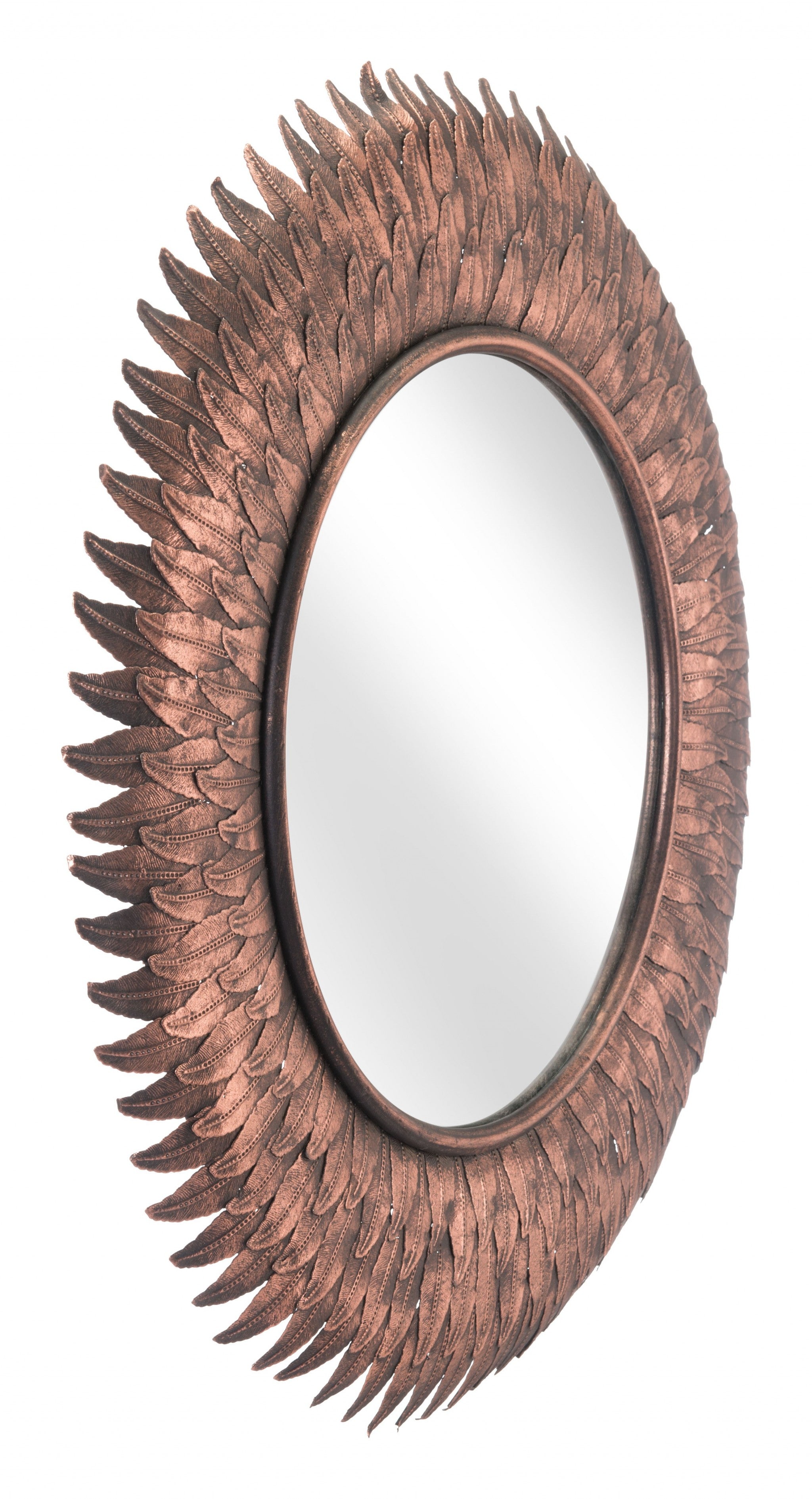 Bronze Leaf Round Framed Accent Mirror