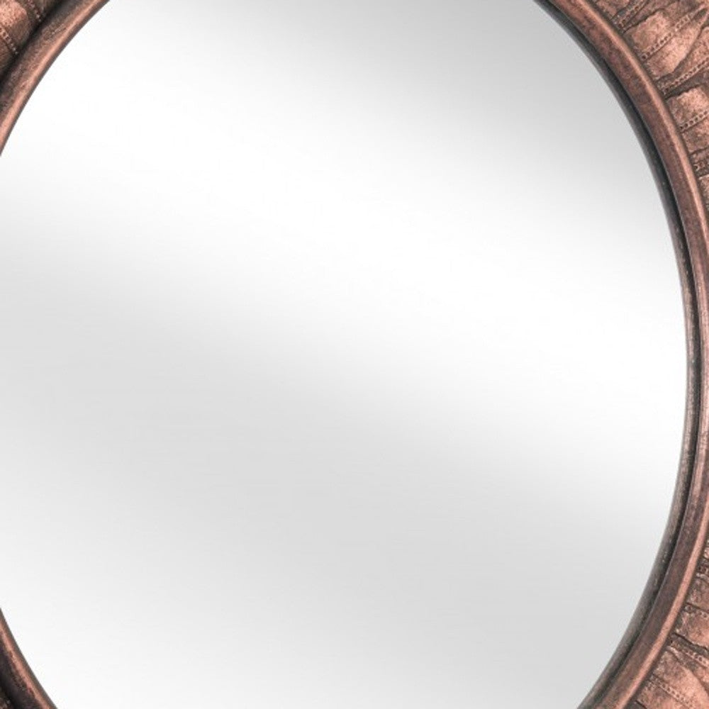 Bronze Leaf Round Framed Accent Mirror