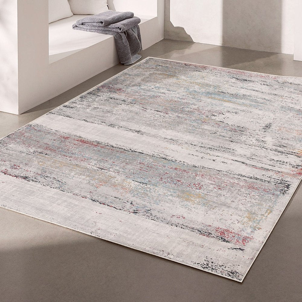 4' X 6' Gray Abstract Irregular Blocks Area Rug