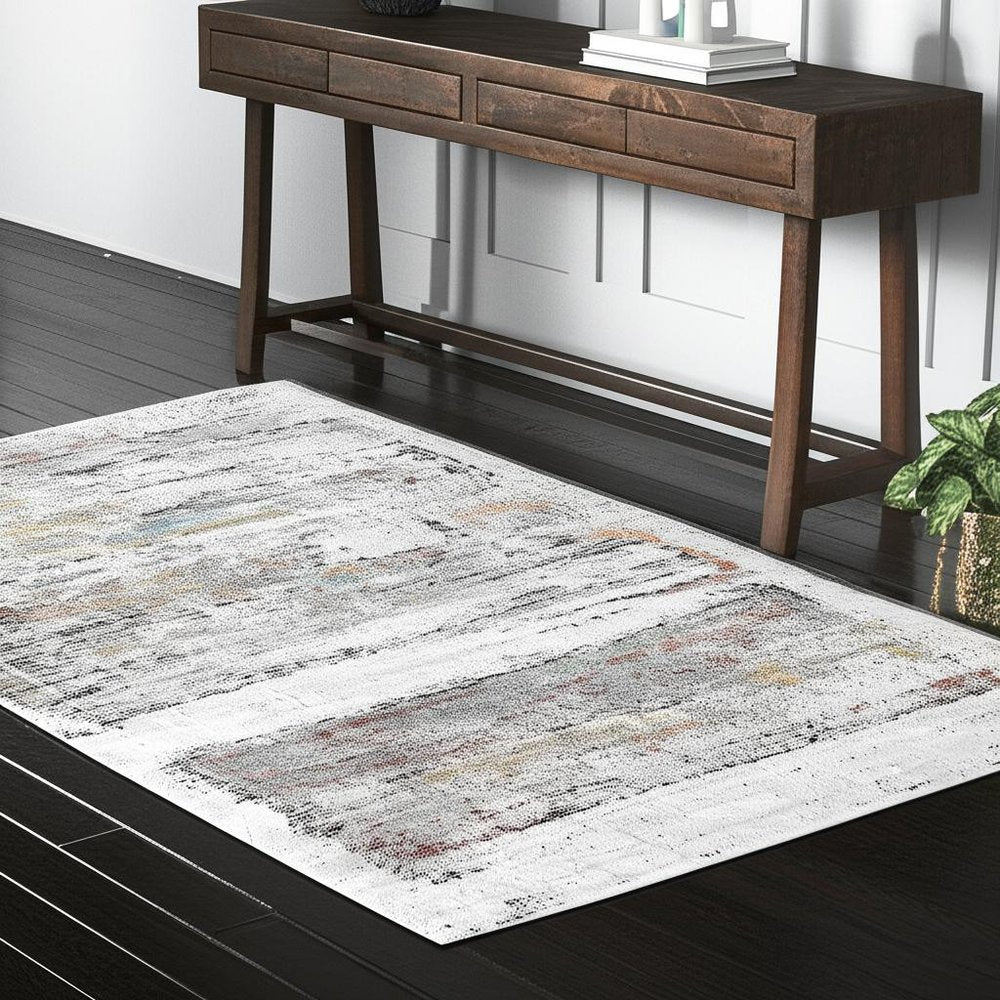 4' X 6' Gray Abstract Irregular Blocks Area Rug