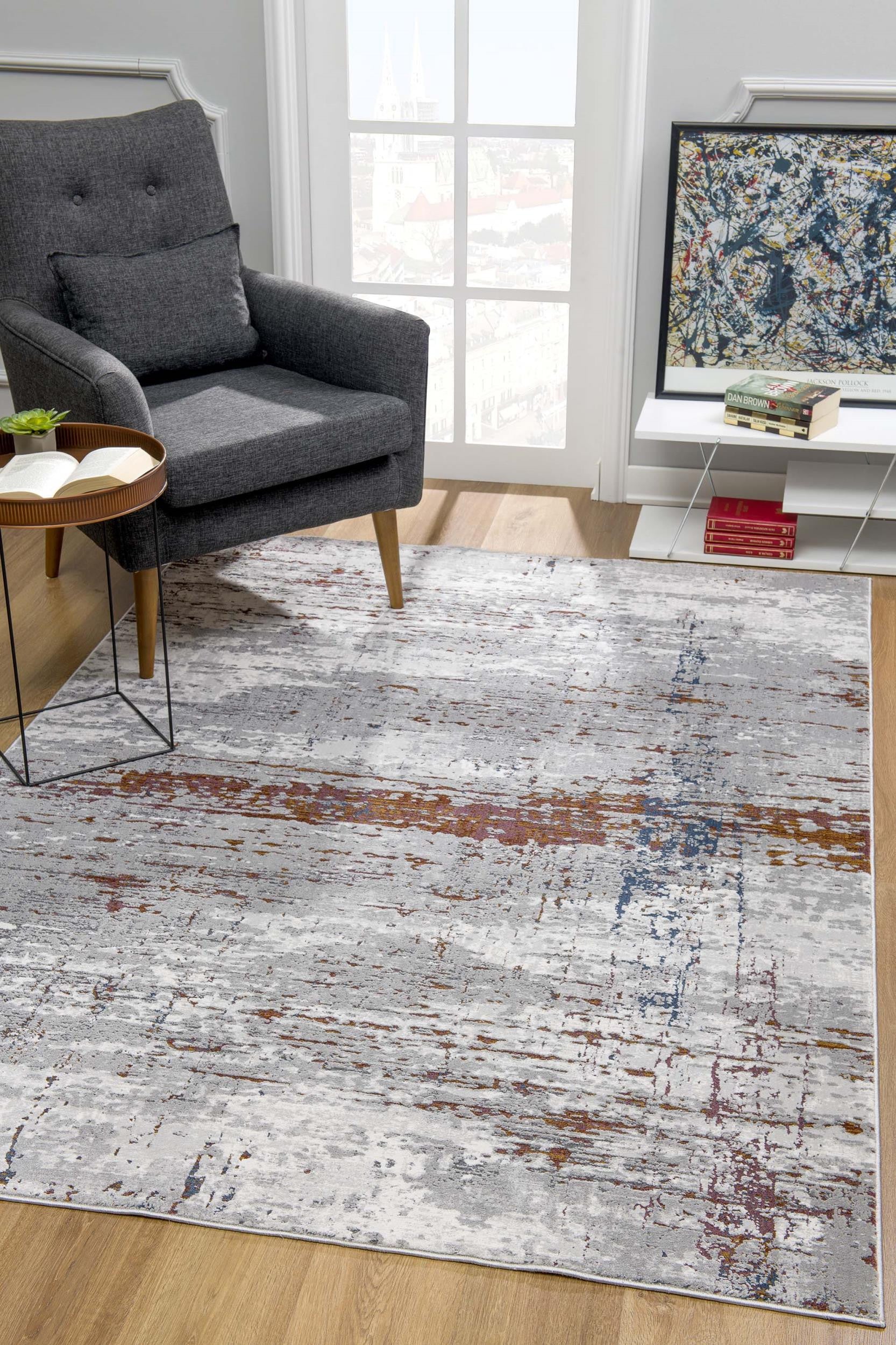 4’ X 6’ Gray And Brown Abstract Scraped Area Rug
