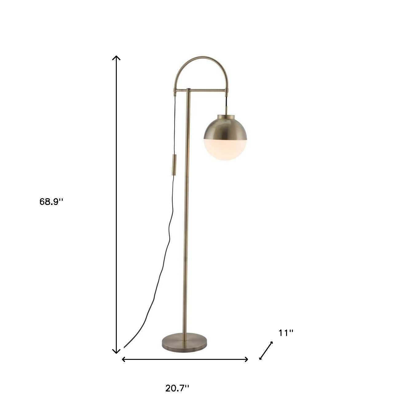 69" Bronze Steel Floor Lamp With Bronze Steel Globe Shade