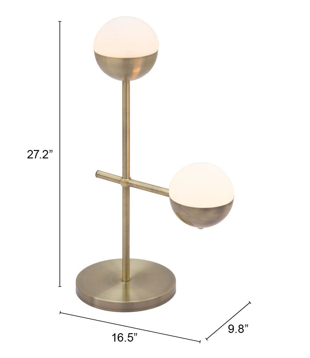 69" Brass Metal Bedside Table Lamp With Off White Globe Shade