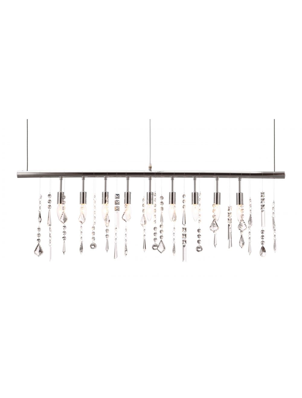 Silver Kitchen Island Nine Light Metal Dimmable Ceiling Light