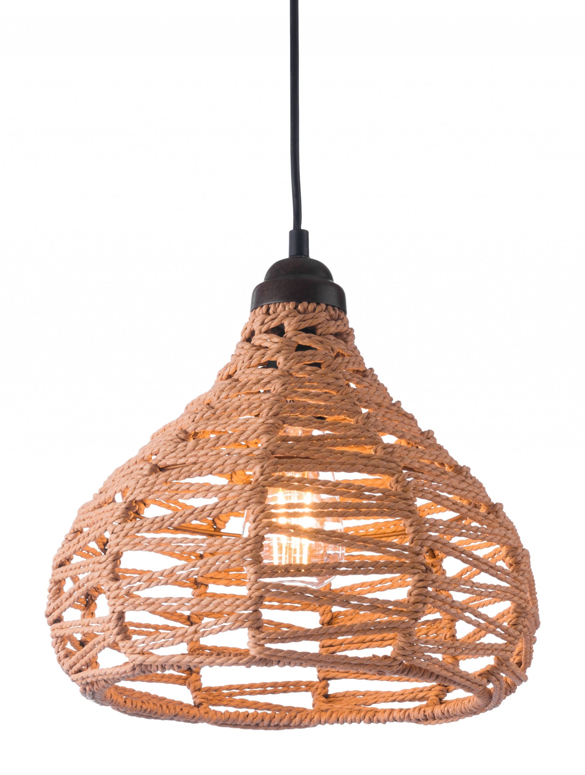 Natural Lantern Metal Dimmable Ceiling Light With Natural Shades