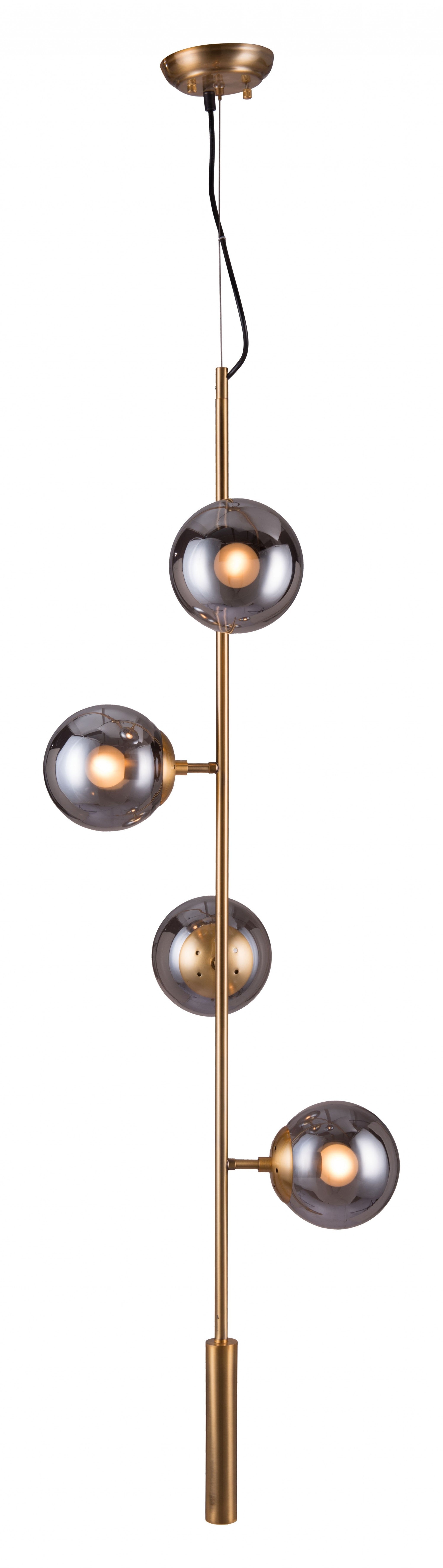 Gold Shaded Four Light Metal Dimmable Ceiling Light With Clear Shades
