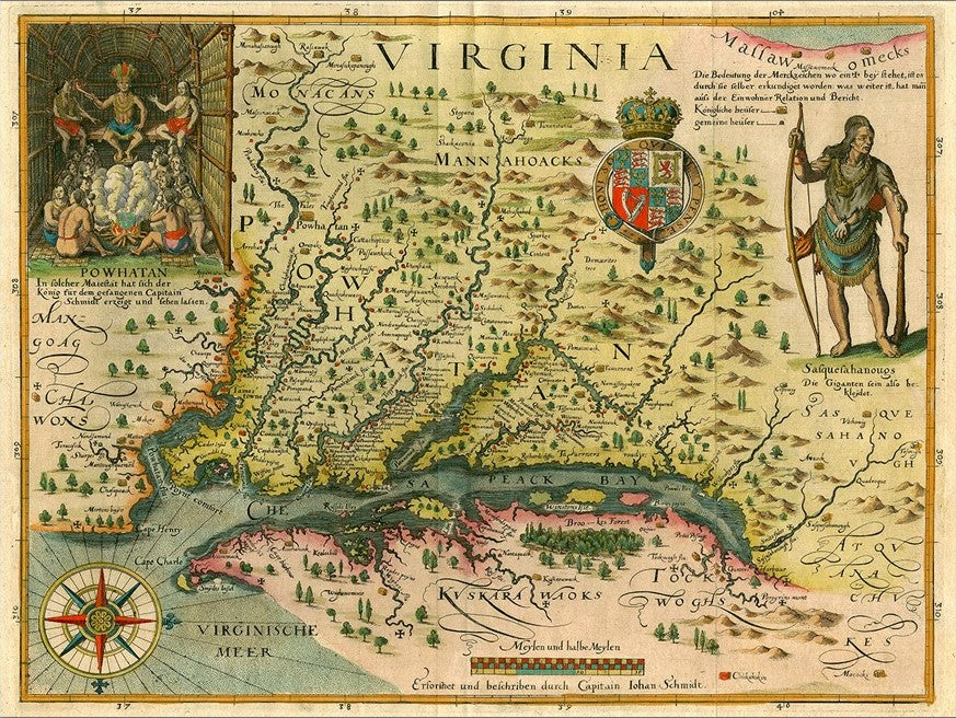 18" X 24" Map Of Virginia C1627 Vintage  Poster Wall Art