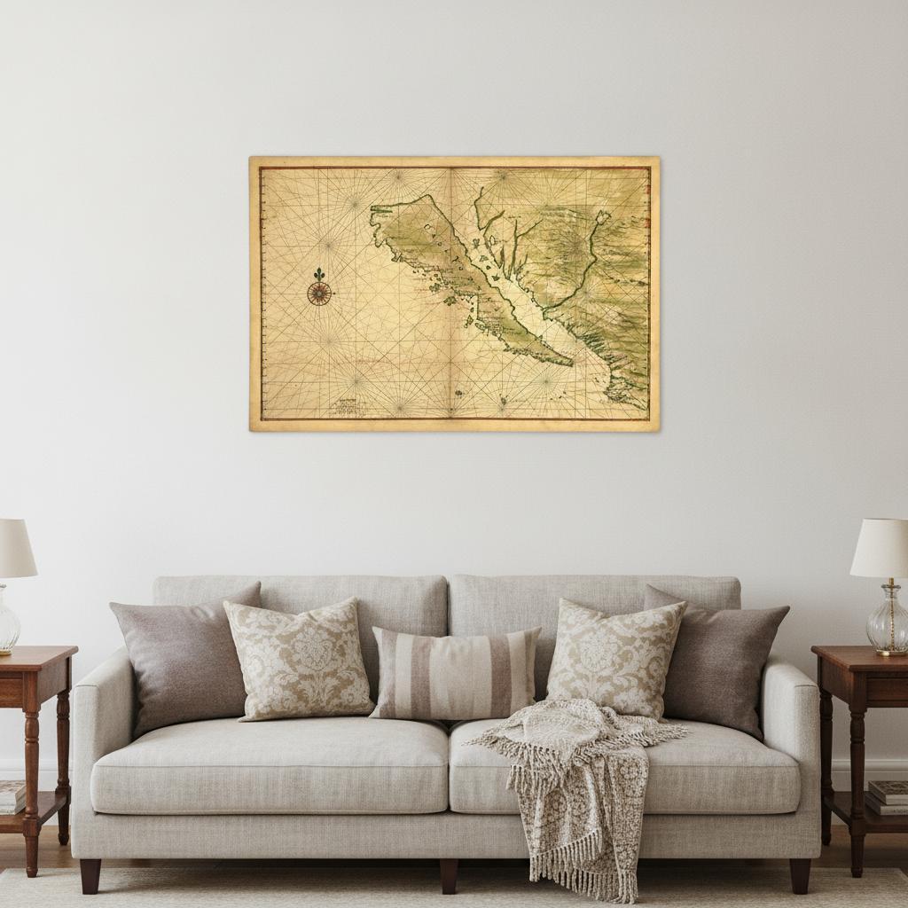 24" X 36" California As An Island C1650 Vintage Map Wall Art