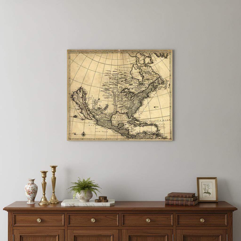 24" X 28" Map Of North America C1685 Vintage  Poster Wall Art