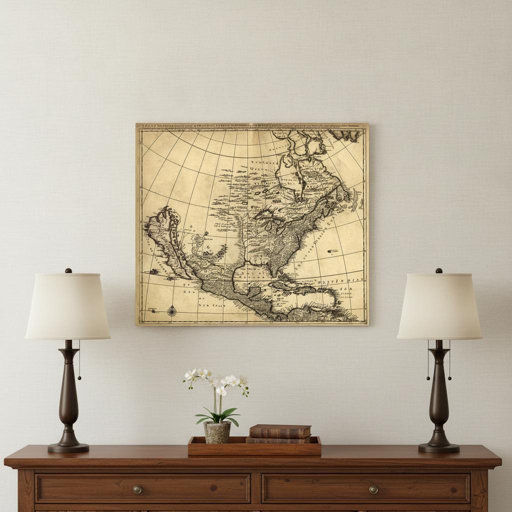 16" X 20" Map Of North America C1685 Vintage  Poster Wall Art