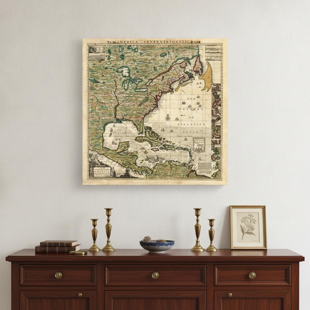 18" X 18" Vintage 1773 Map Of British Empire In North America Wall Art