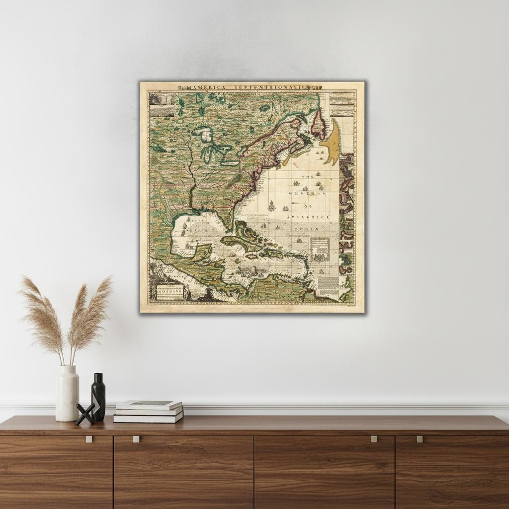 Vintage 1771 Map Of North America Unframed Print Wall Art