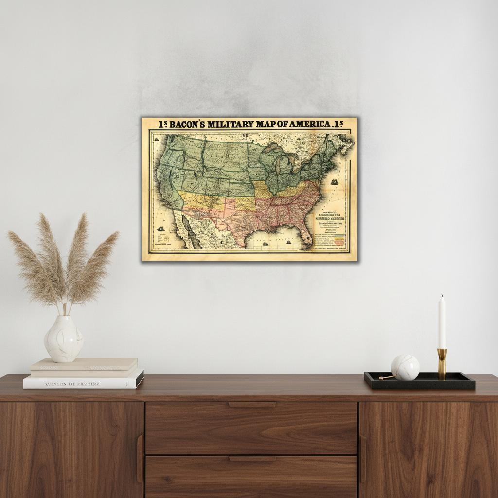 Vintage 1862 Civil War Map Unframed Print Wall Art