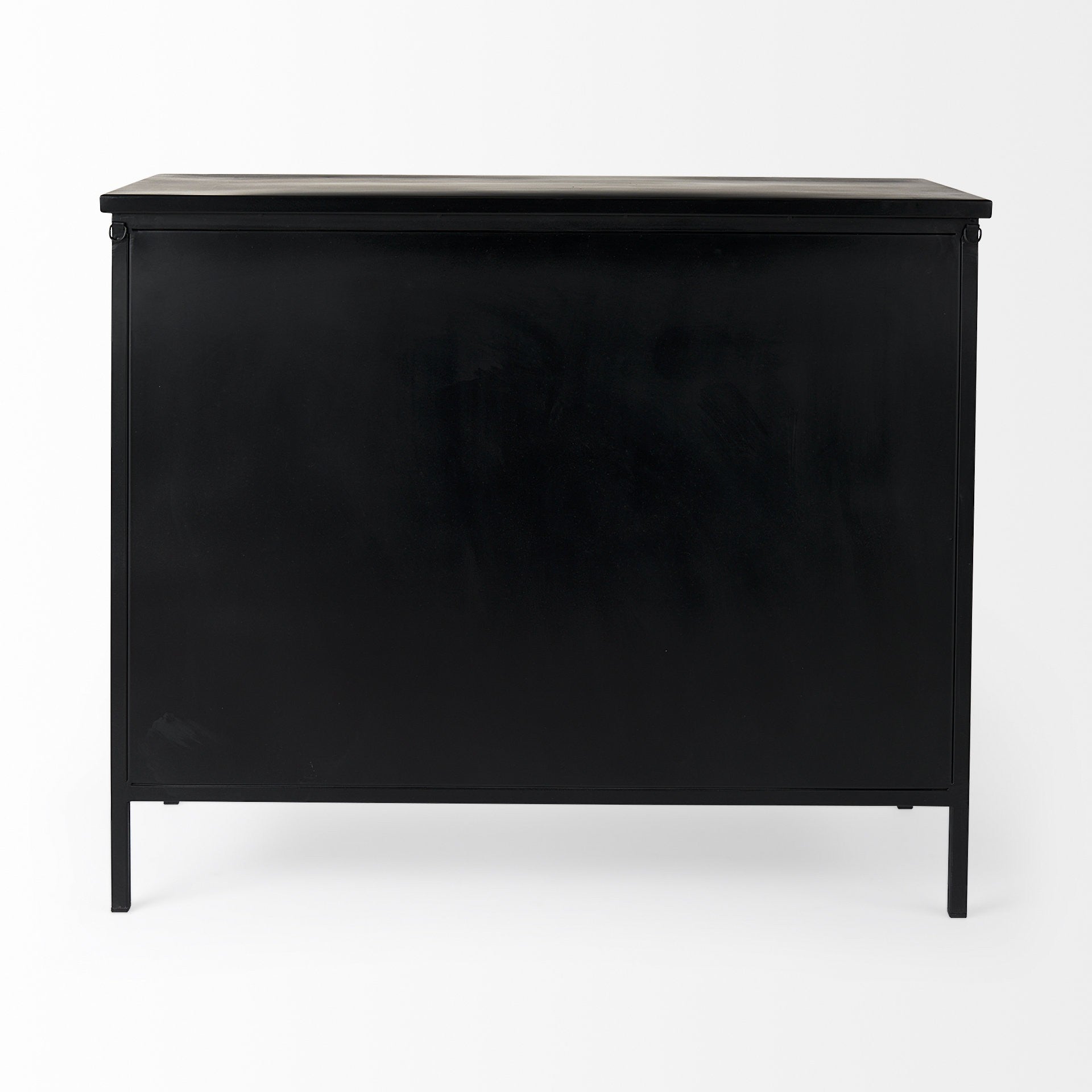 41" Black Iron Sideboard with Two Glass Doors