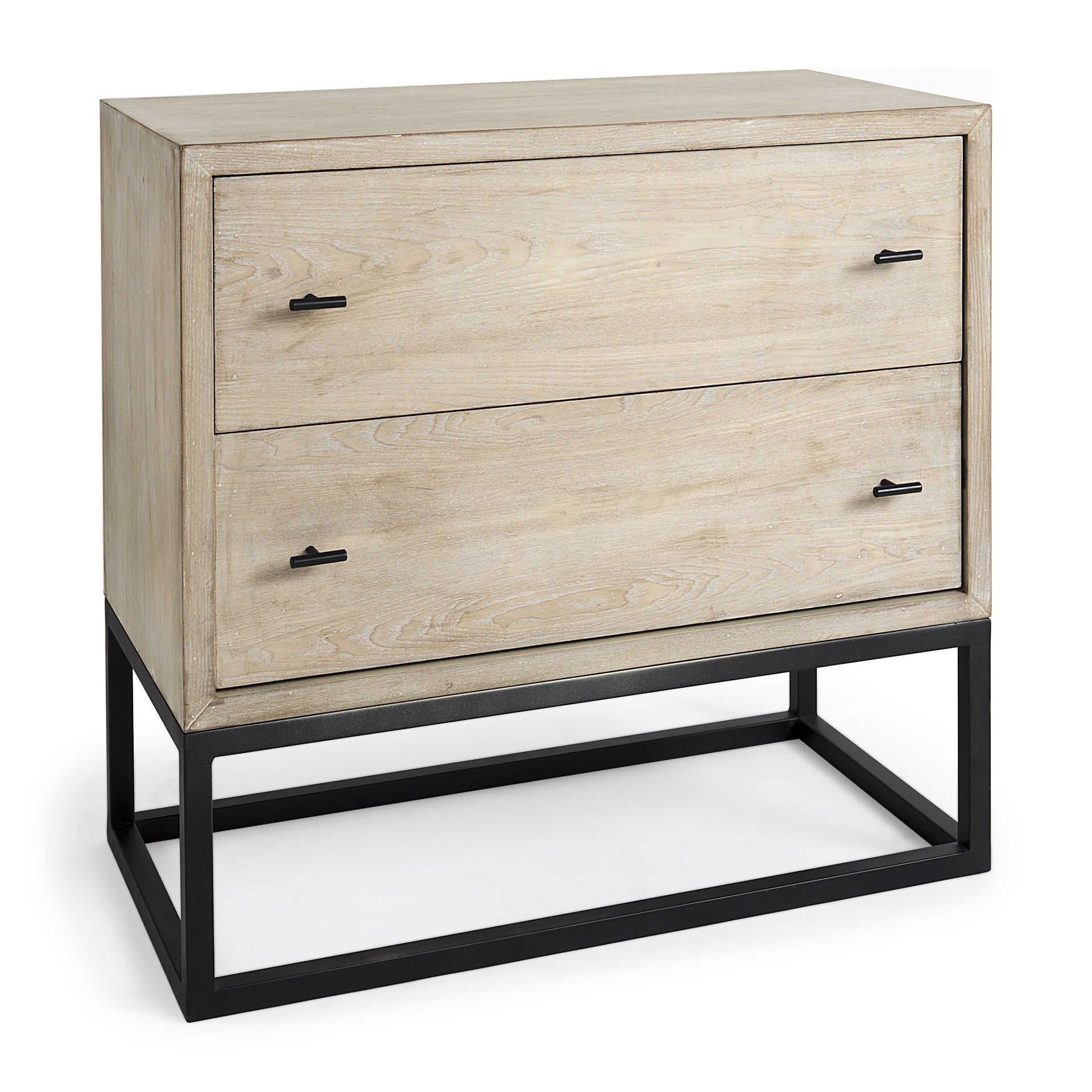 32" Natural Solid Wood Two Drawer Sideboard